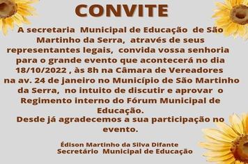 Convite para audiência do Fórum Municipal de Educação