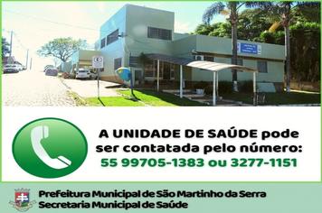 UNIDADE DE SAÚDE DE SÃO MARTINHO DA SERRA
Linhas telefônicas