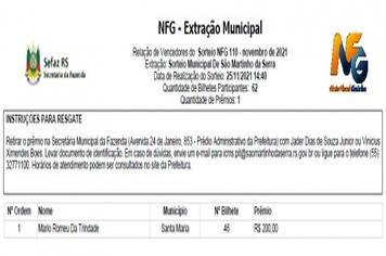 Resultado do 2º Sorteio Nota Fiscal Gaúcha