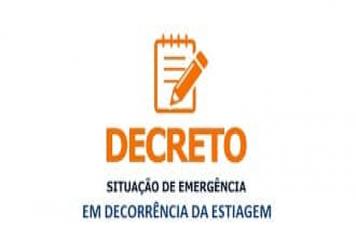 Prefeitura decreta situação de emergência em virtude da estiagem.