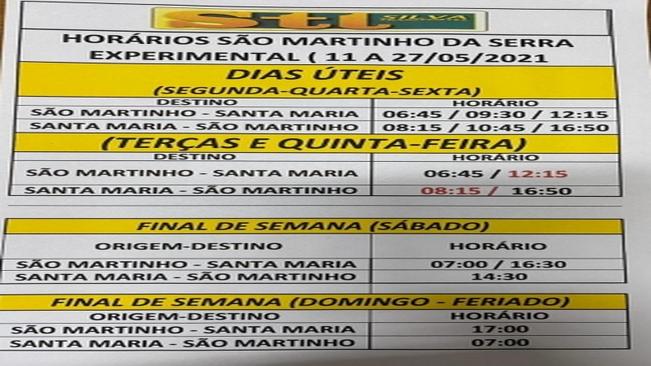 Novos horários da linha de ônibus