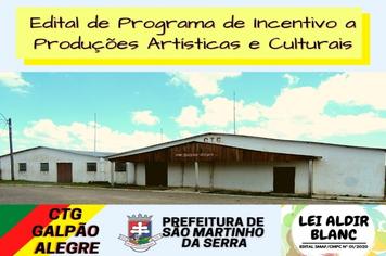 Programa de Incentivo a Produções Artísticas e Culturais
Lei Aldir Blanc