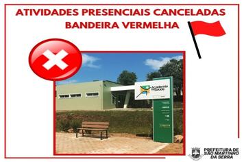 Atividades presenciais na academia são canceladas
Bandeira Vermelha