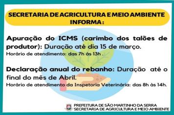 Recado da Secretaria Municipal de Agricultura e Meio Ambiente:
