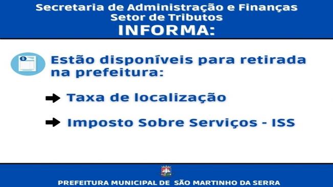 Taxa de localização / Imposto Sobre Serviços - ISS