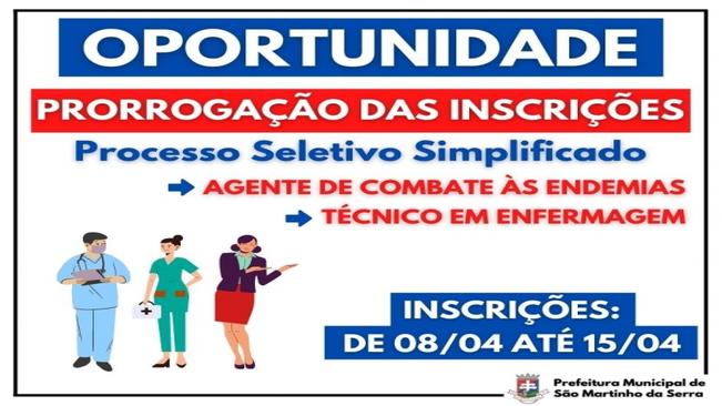 PRORROGAÇÃO DE PRAZO
Processo Seletivo Simplificado 03/2021