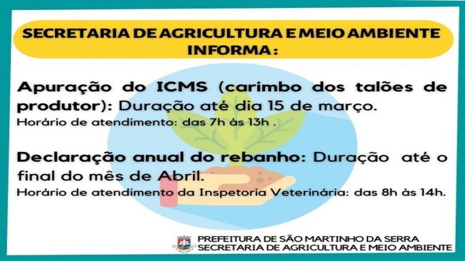 Recado da Secretaria Municipal de Agricultura e Meio Ambiente: